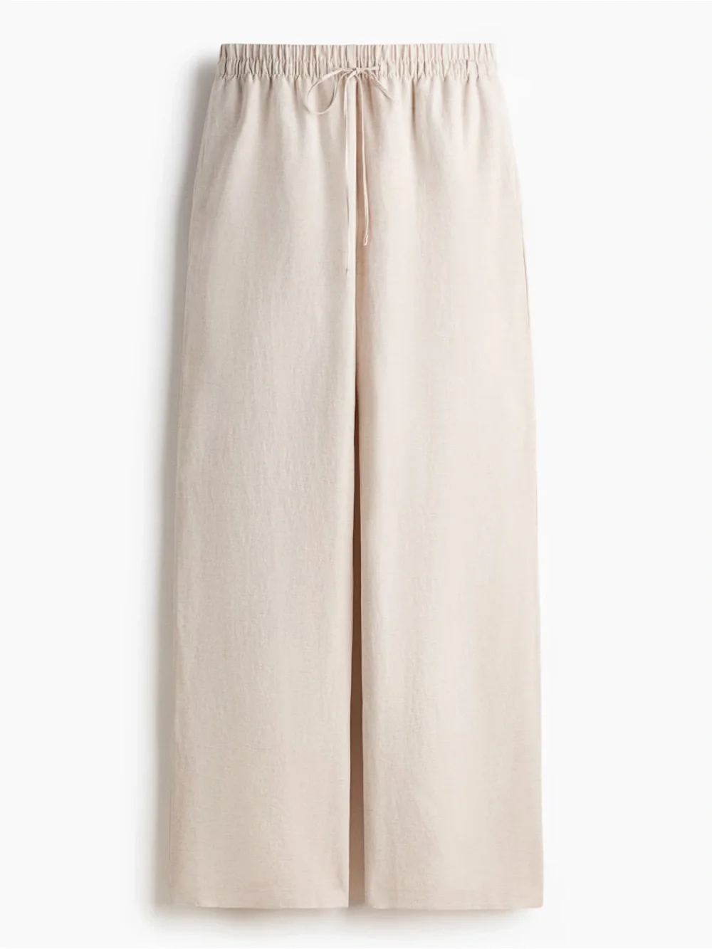 H&M Wide-Leg Drawstring Pants in Light Beige